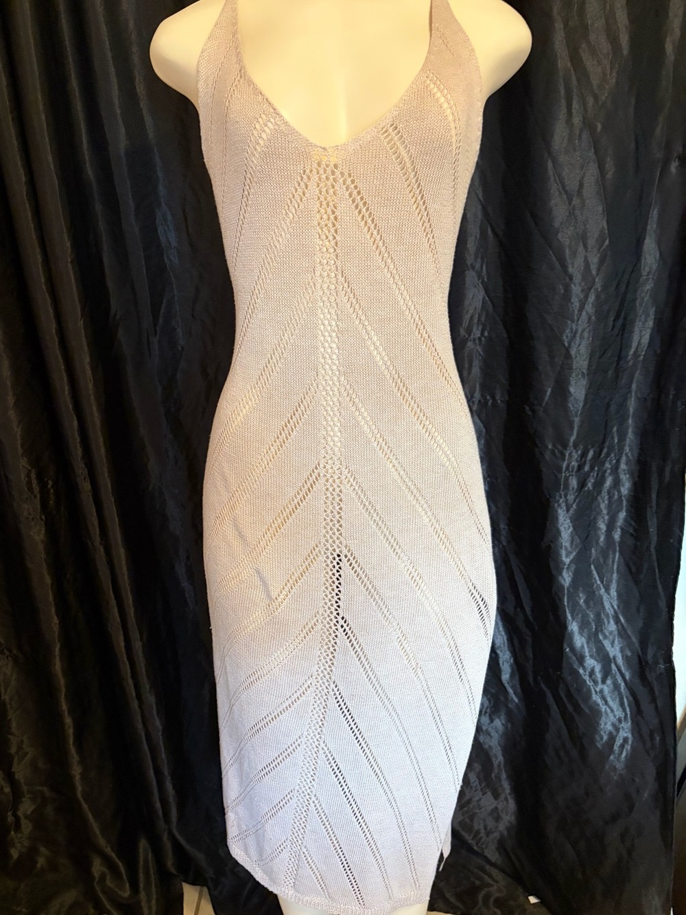 Sleeveless Knit Midi Dress in Light Beige - Women's